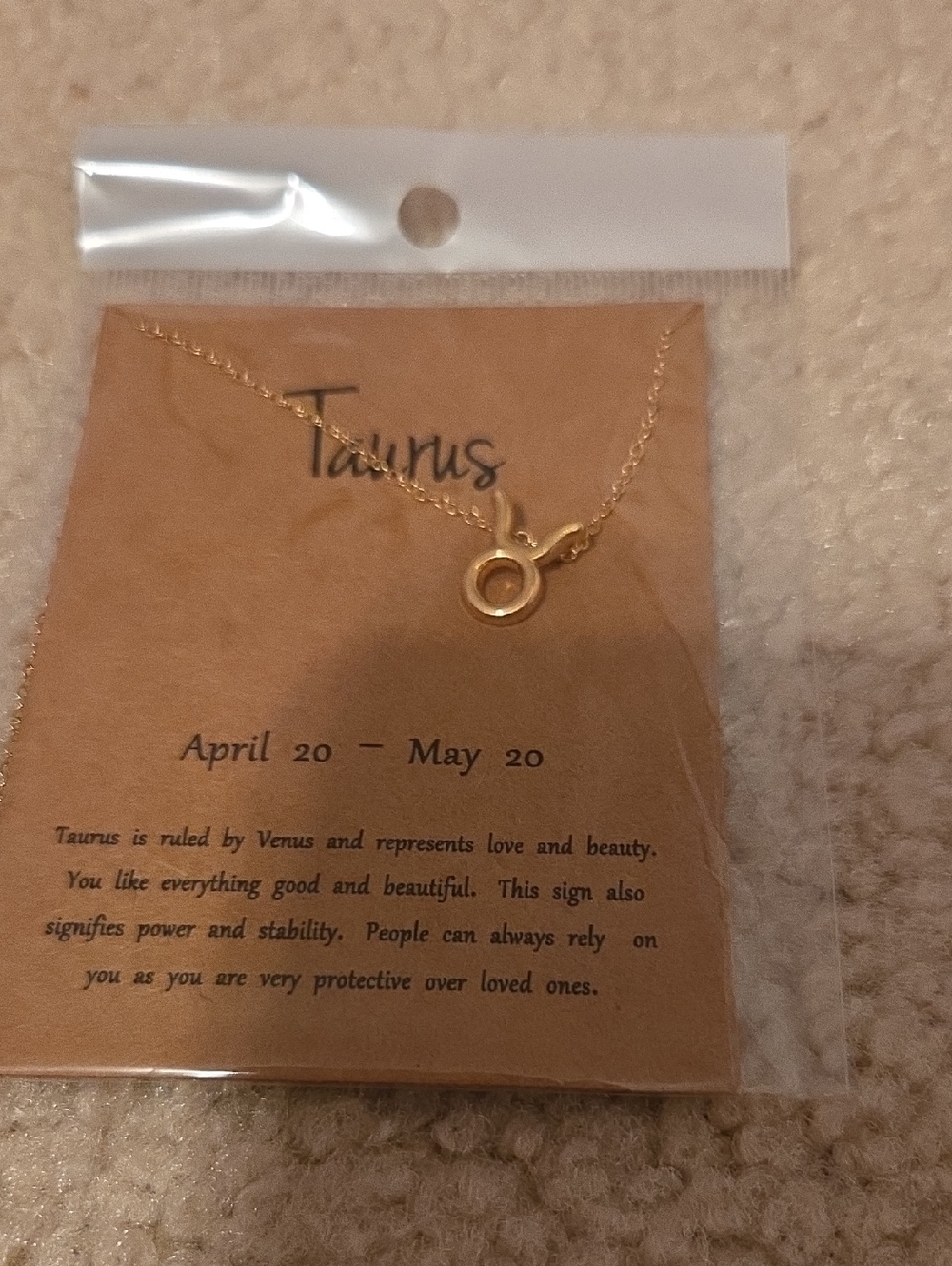 Taurus Zodiac Necklace - Gold Tone